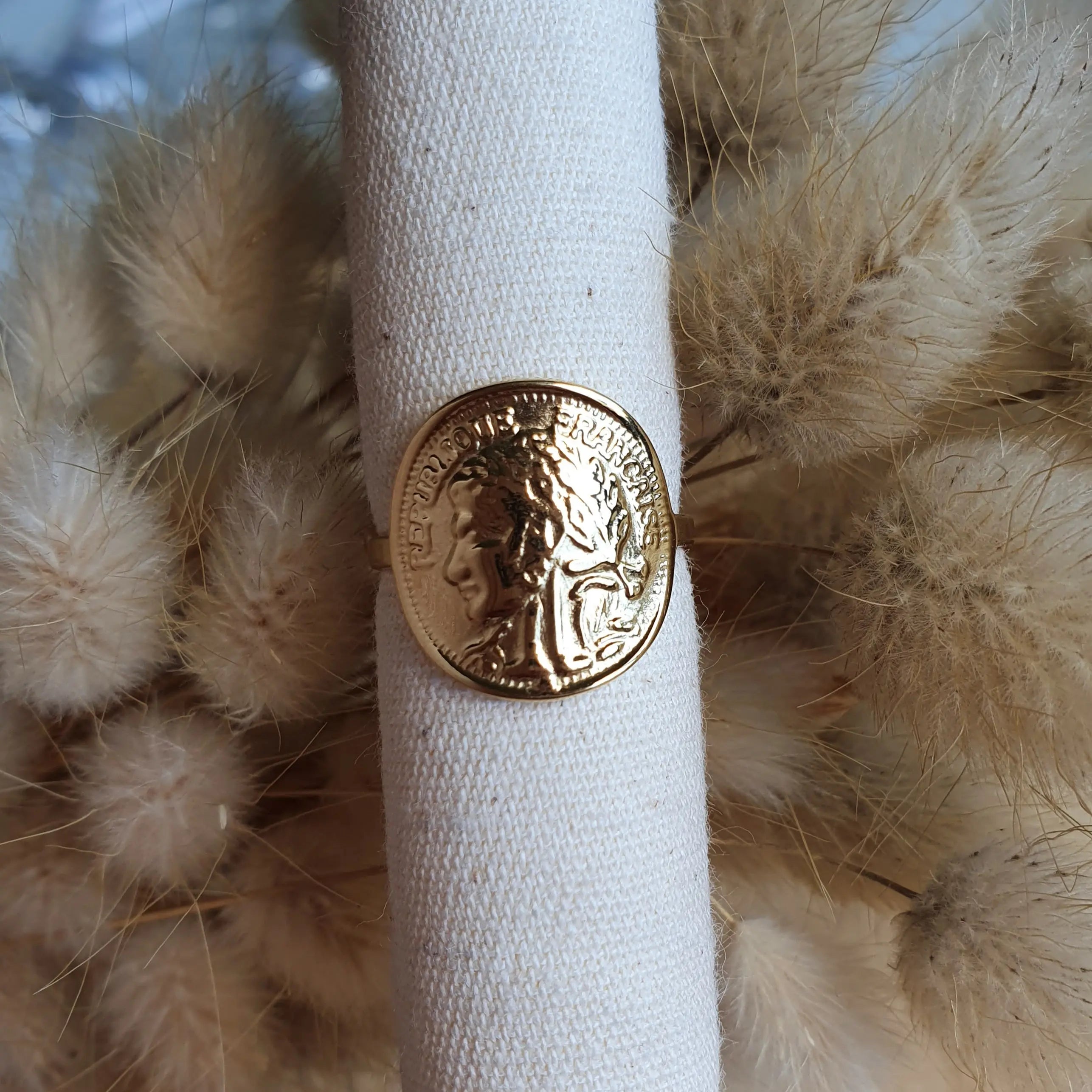 Bague pièce ajustable en acier inoxydable or ou argent Micomidy Bijoux