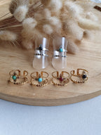 Bague Amélie - Bague trèfle, ajustable en acier inoxydable et pierres naturelles Micomidy Bijoux
