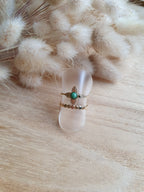 Bague Amélie - Bague trèfle, ajustable en acier inoxydable et pierres naturelles Micomidy Bijoux