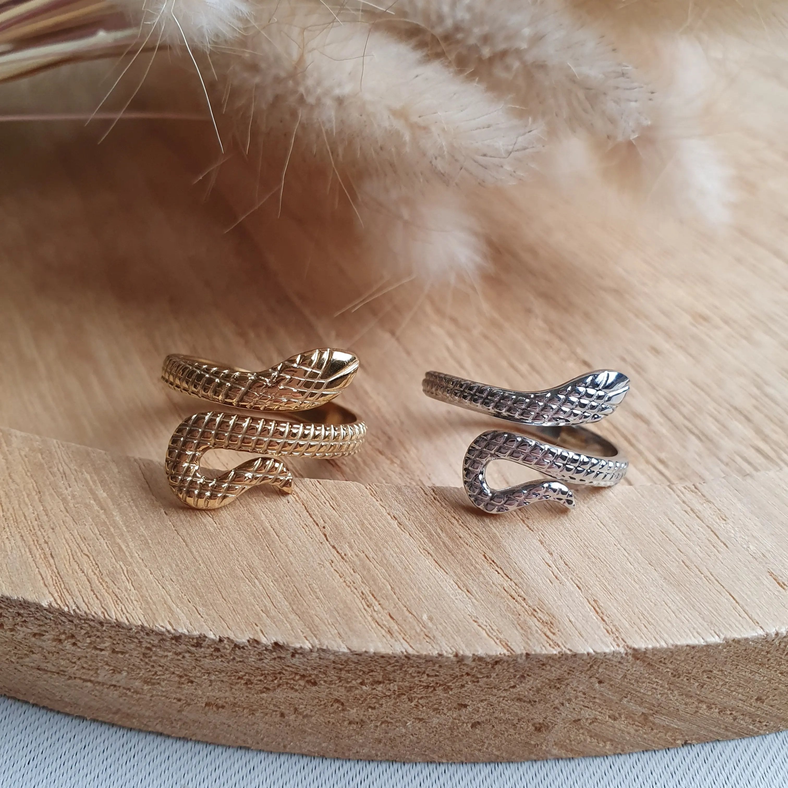 Bague ajustable serpent en acier inoxydable or ou argent Micomidy Bijoux