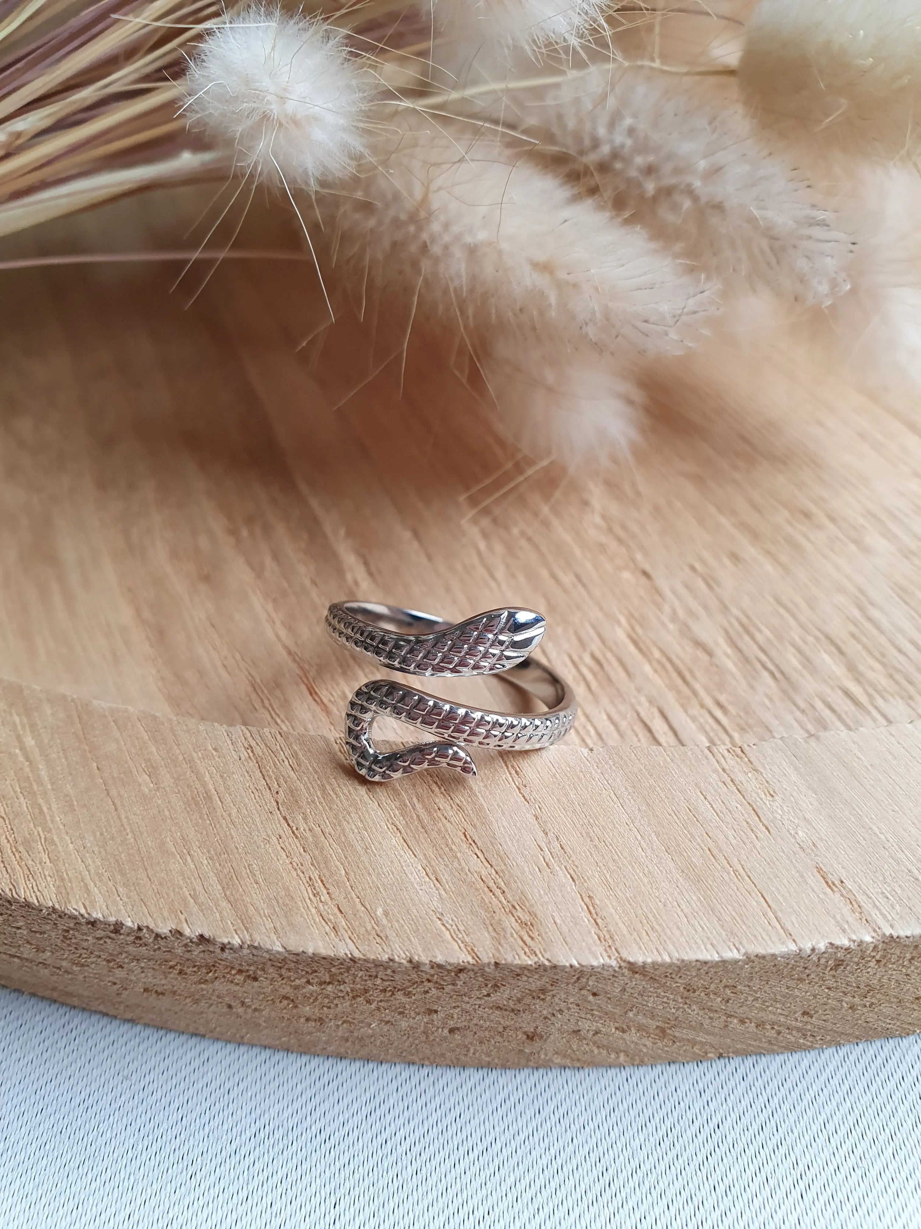 Bague ajustable serpent en acier inoxydable or ou argent Micomidy Bijoux