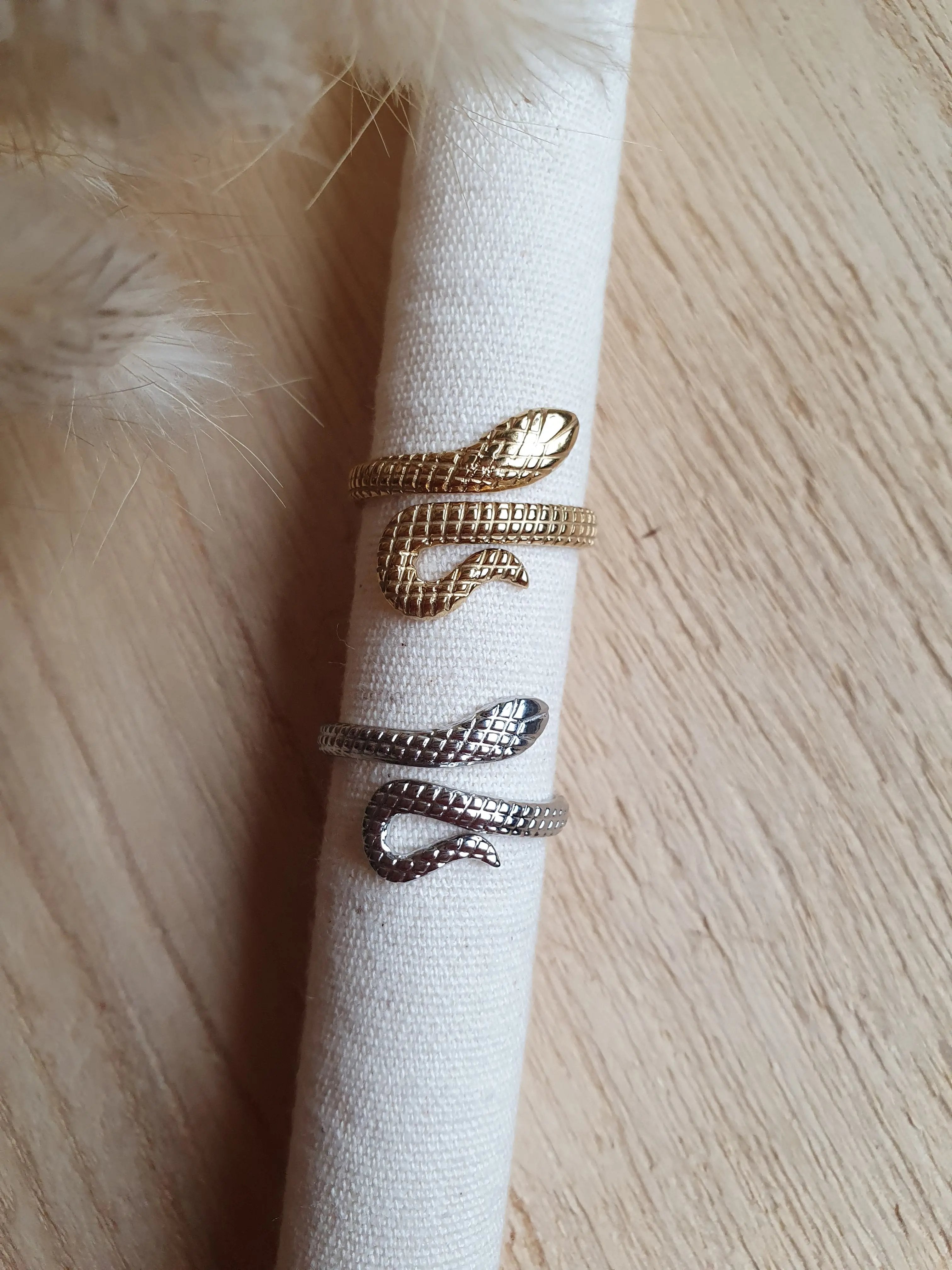 Bague ajustable serpent en acier inoxydable or ou argent Micomidy Bijoux
