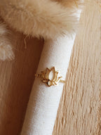 Bague fleur de lotus, bague fine réglable en acier inoxydable or Micomidy Bijoux