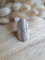 Grosse bague ajustable en acier inoxydable or ou argent - bague détaillée avec fleur Micomidy Bijoux