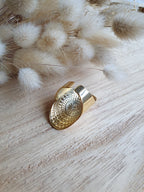 Grosse bague ajustable en acier inoxydable or ou argent - bague détaillée avec fleur Micomidy Bijoux