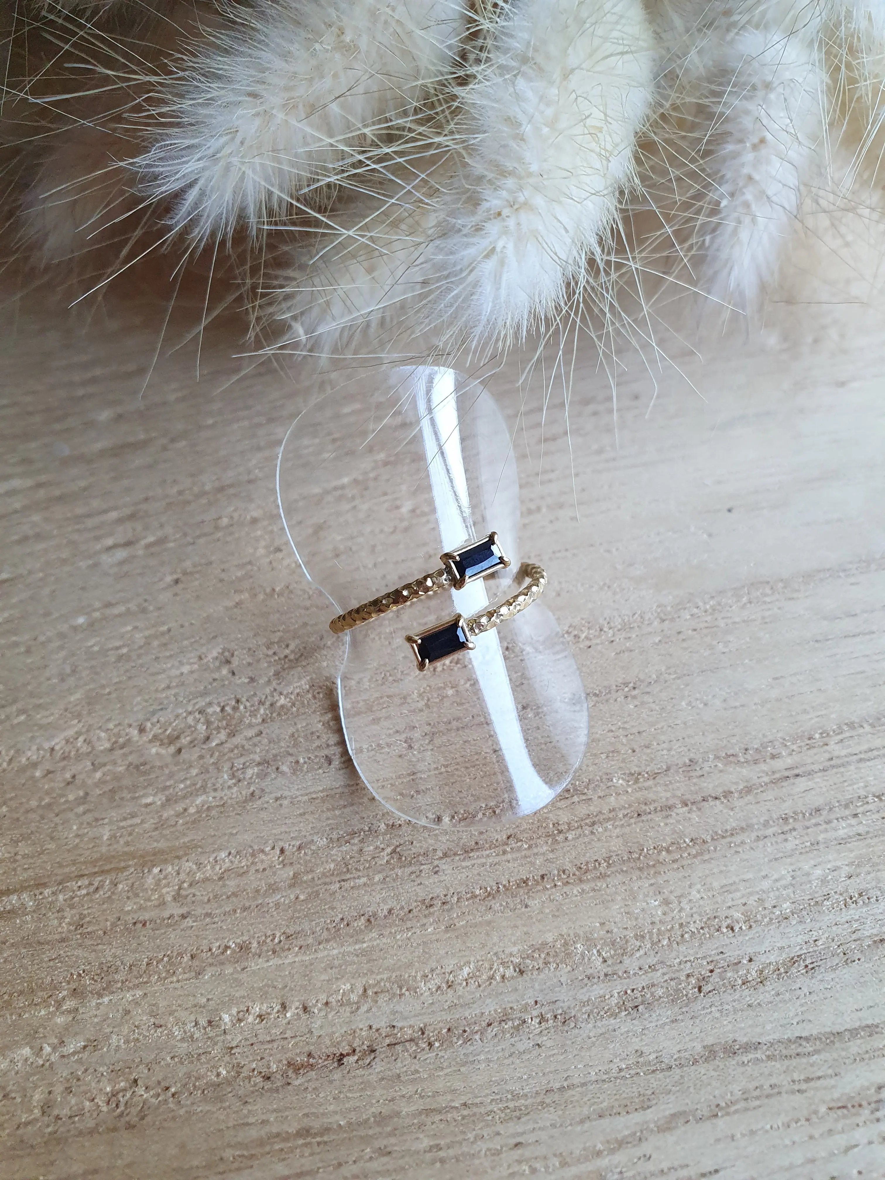 Bague fine ajustable en acier inoxydable or avec des strass, style minimaliste Micomidy Bijoux