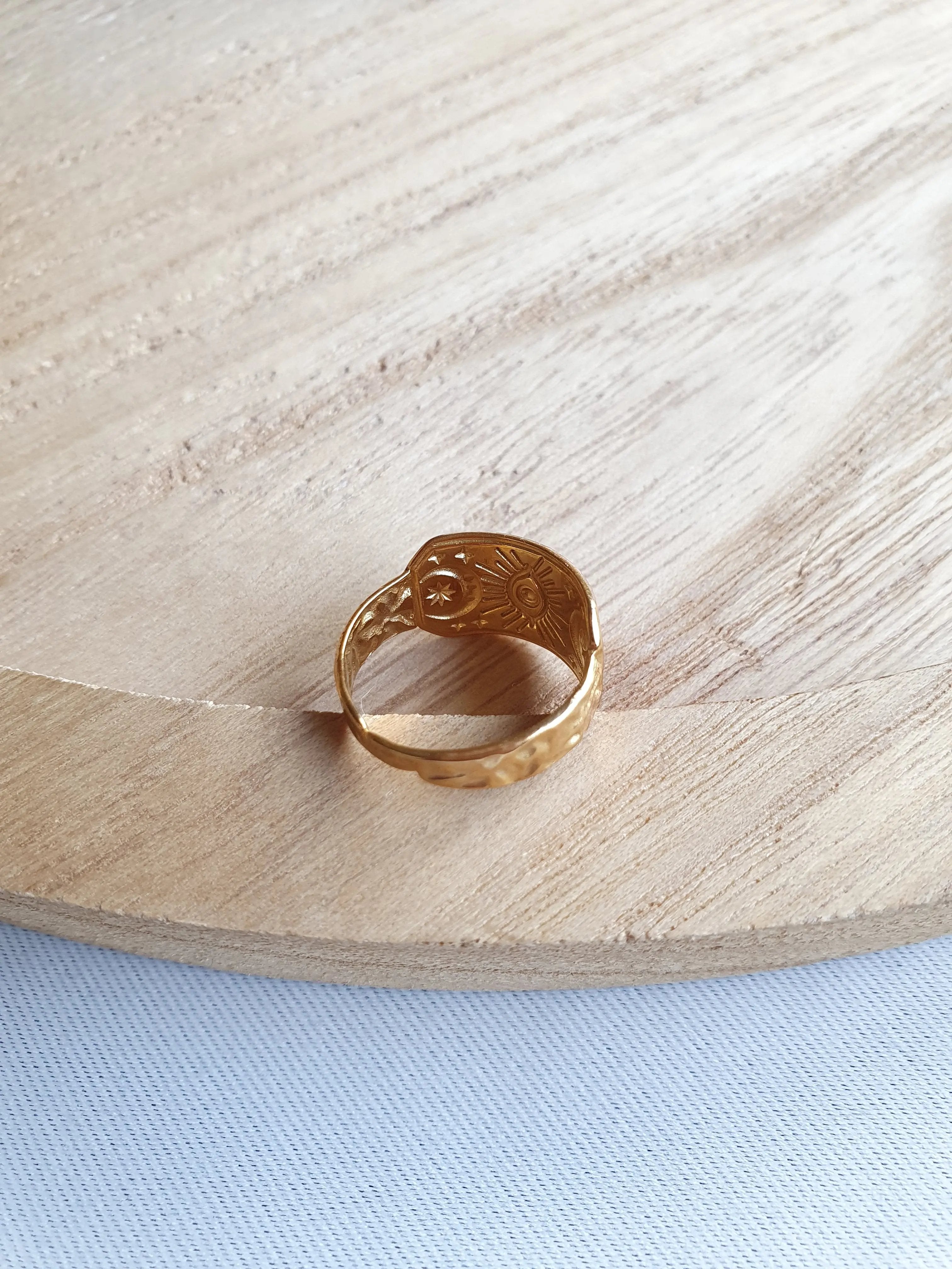 Bague witch - Bague ajustable émaillée en acier inoxydable doré ou argenté Micomidy Bijoux