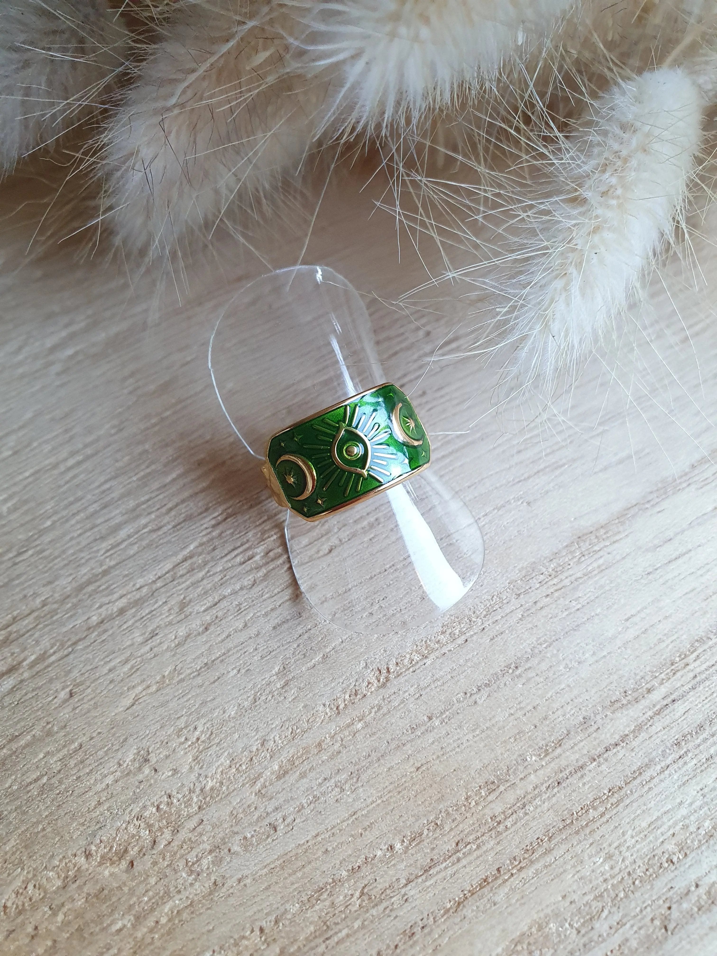 Bague witch - Bague ajustable émaillée en acier inoxydable doré ou argenté Micomidy Bijoux