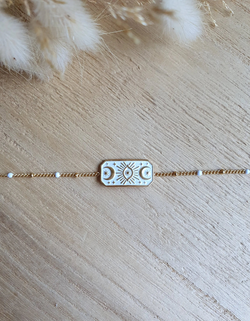 Bracelet witchy ajustable en acier inoxydable doré et émail coloré Micomidy Bijoux
