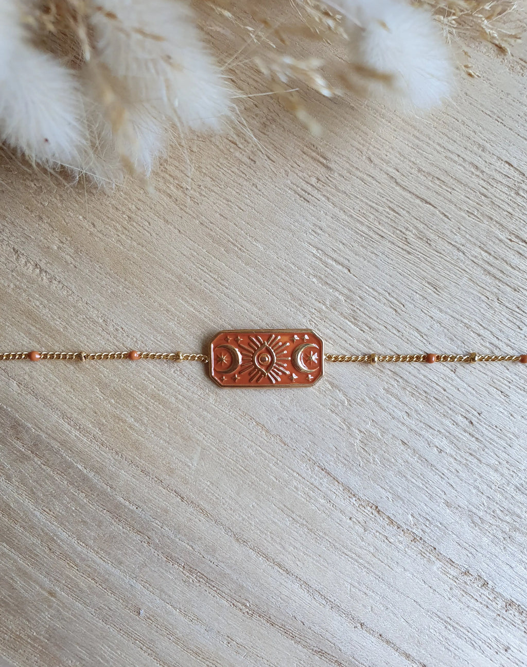 Bracelet witchy ajustable en acier inoxydable doré et émail coloré Micomidy Bijoux