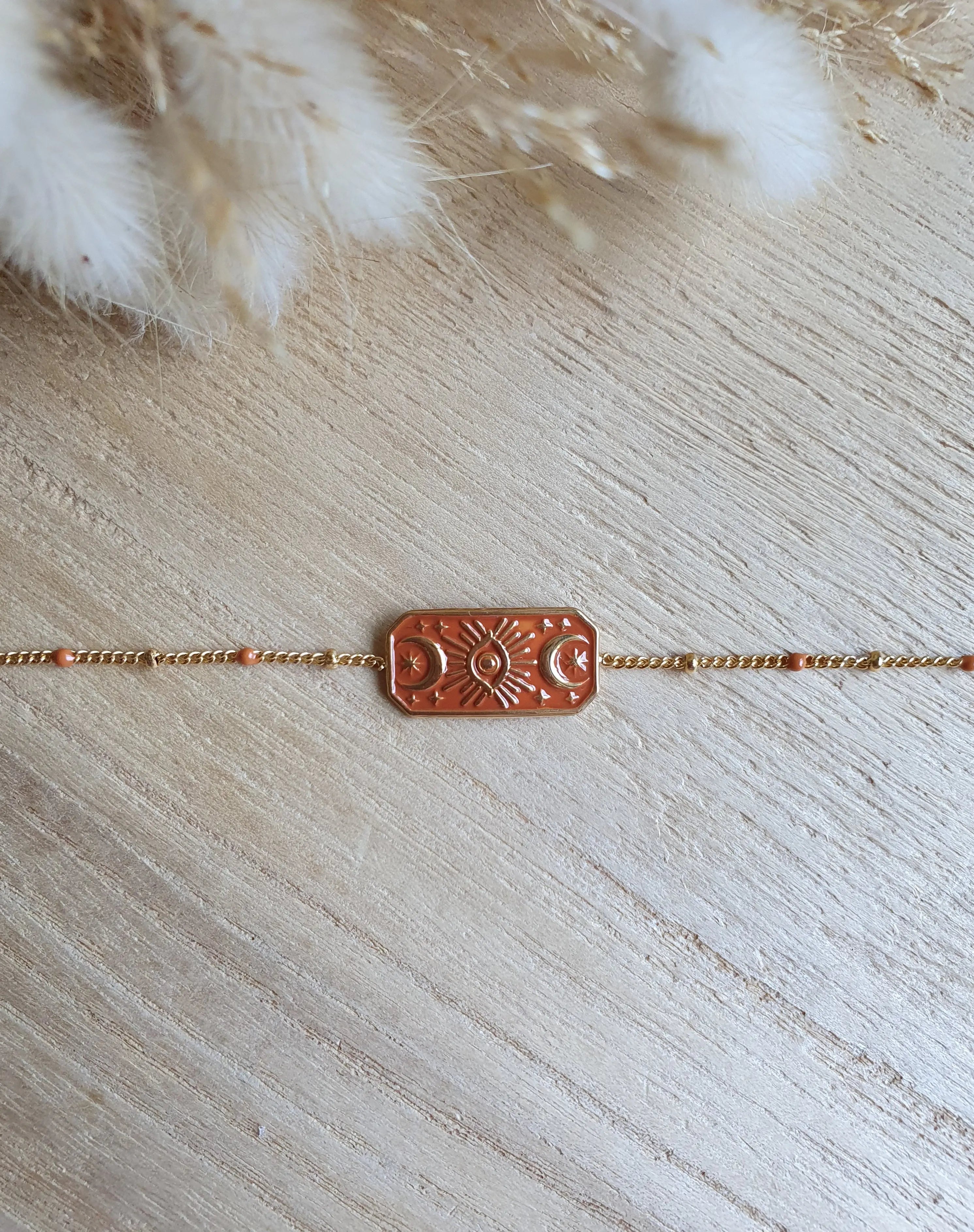 Bracelet witchy ajustable en acier inoxydable doré et émail coloré Micomidy Bijoux