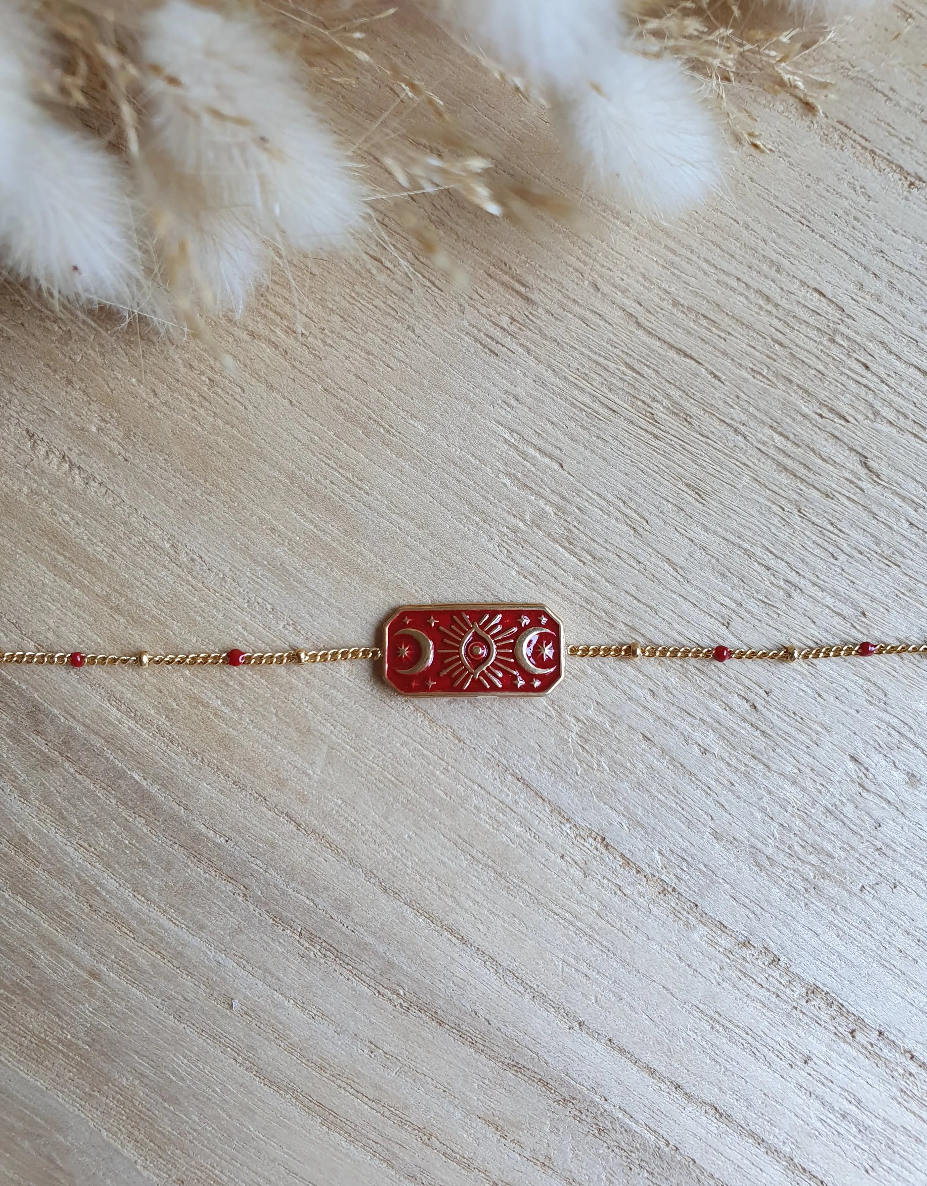 Bracelet witchy ajustable en acier inoxydable doré et émail coloré Micomidy Bijoux