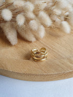 Bague Oceane - Bague ajustable en acier inoxydable or ou argent avec des coquillages cauris Micomidy Bijoux