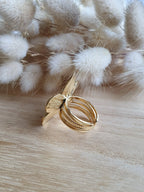 Bague ajustable fleur de cerisier en acier inoxydable or Micomidy Bijoux