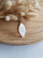 Grosse bague ajustable en acier inoxydable or et pierres brillantes en acétate Micomidy Bijoux