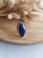 Grosse bague ajustable en acier inoxydable or et pierres brillantes en acétate Micomidy Bijoux
