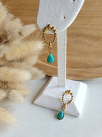 Boucles d'oreilles pendantes en acier inoxydable doré à l'or fin et pierres naturelles Micomidy Bijoux