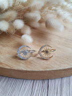 Bague céleste, lune, soleil et strass - Bague ajustable en acier inoxydable or ou argent Micomidy Bijoux