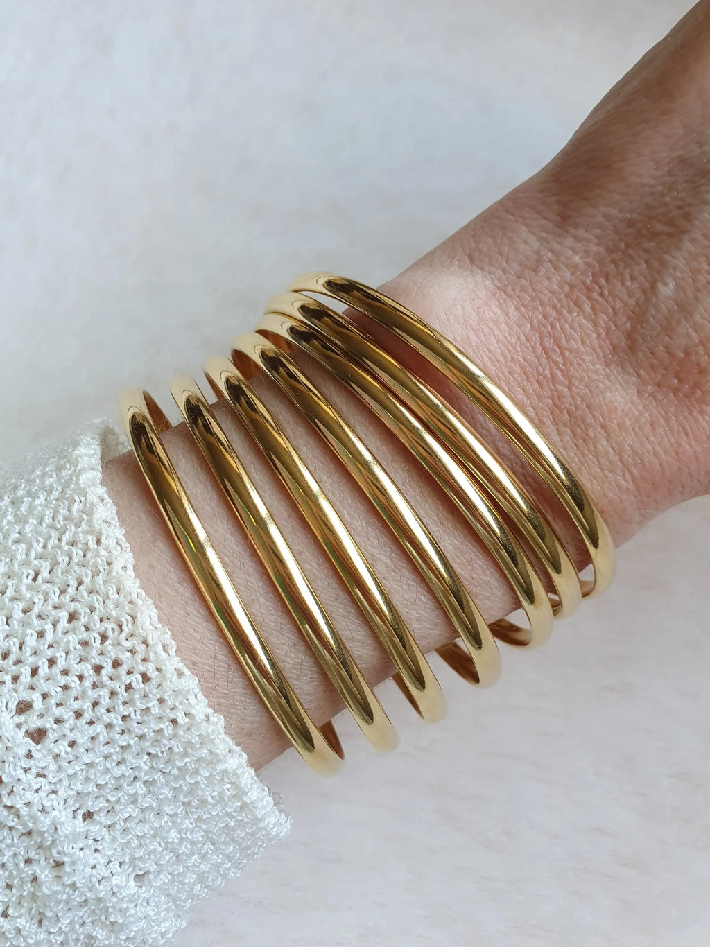 Bracelet jonc empilable en acier inoxydable or Micomidy Bijoux