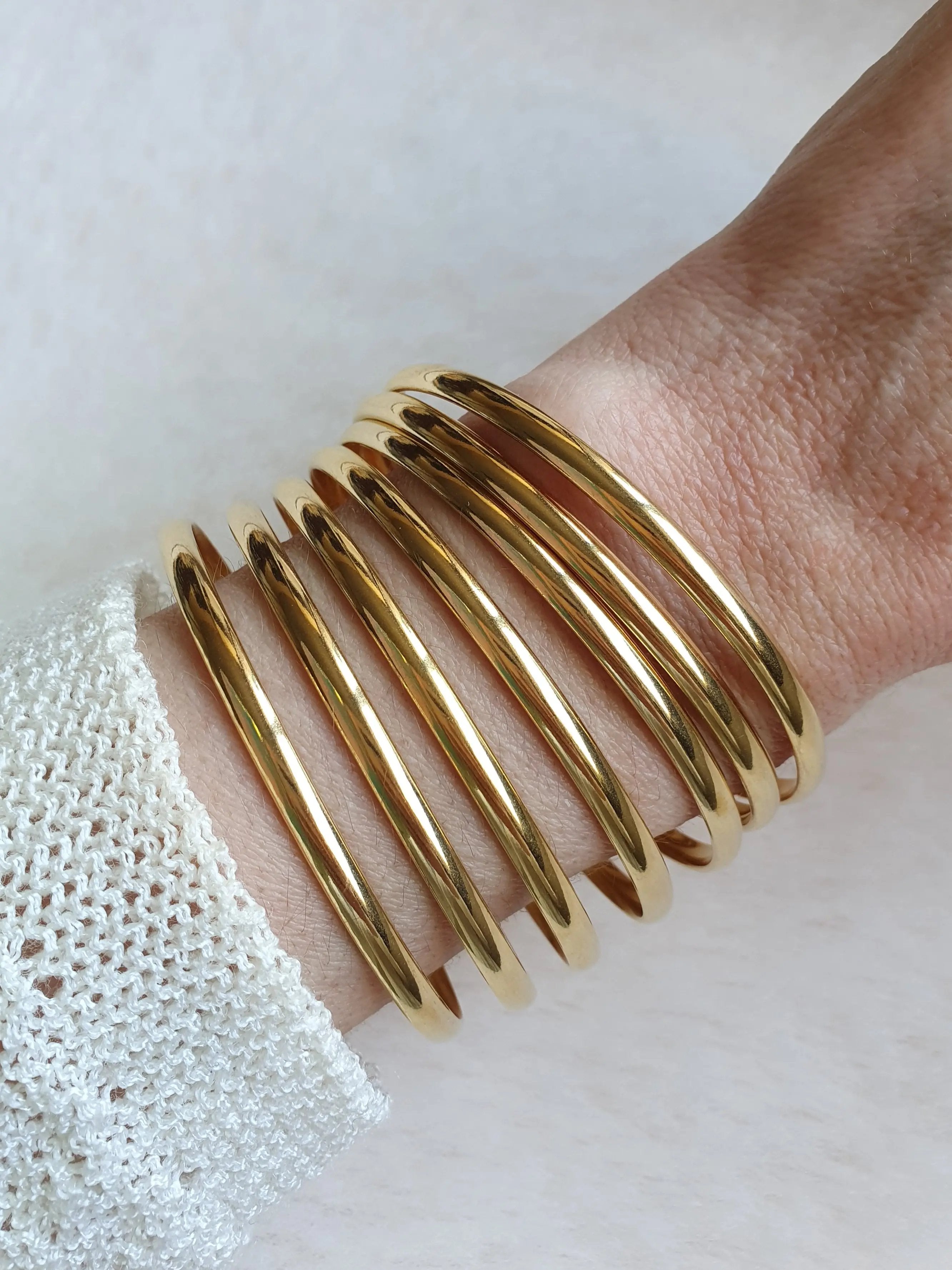 Bracelet jonc empilable en acier inoxydable or Micomidy Bijoux