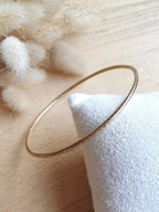 Bracelet jonc fin texturé en acier inoxydable or Micomidy Bijoux