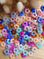 Paire de pampilles fleurs marbrées interchangeables pour boucles d'oreilles créoles Micomidy Bijoux