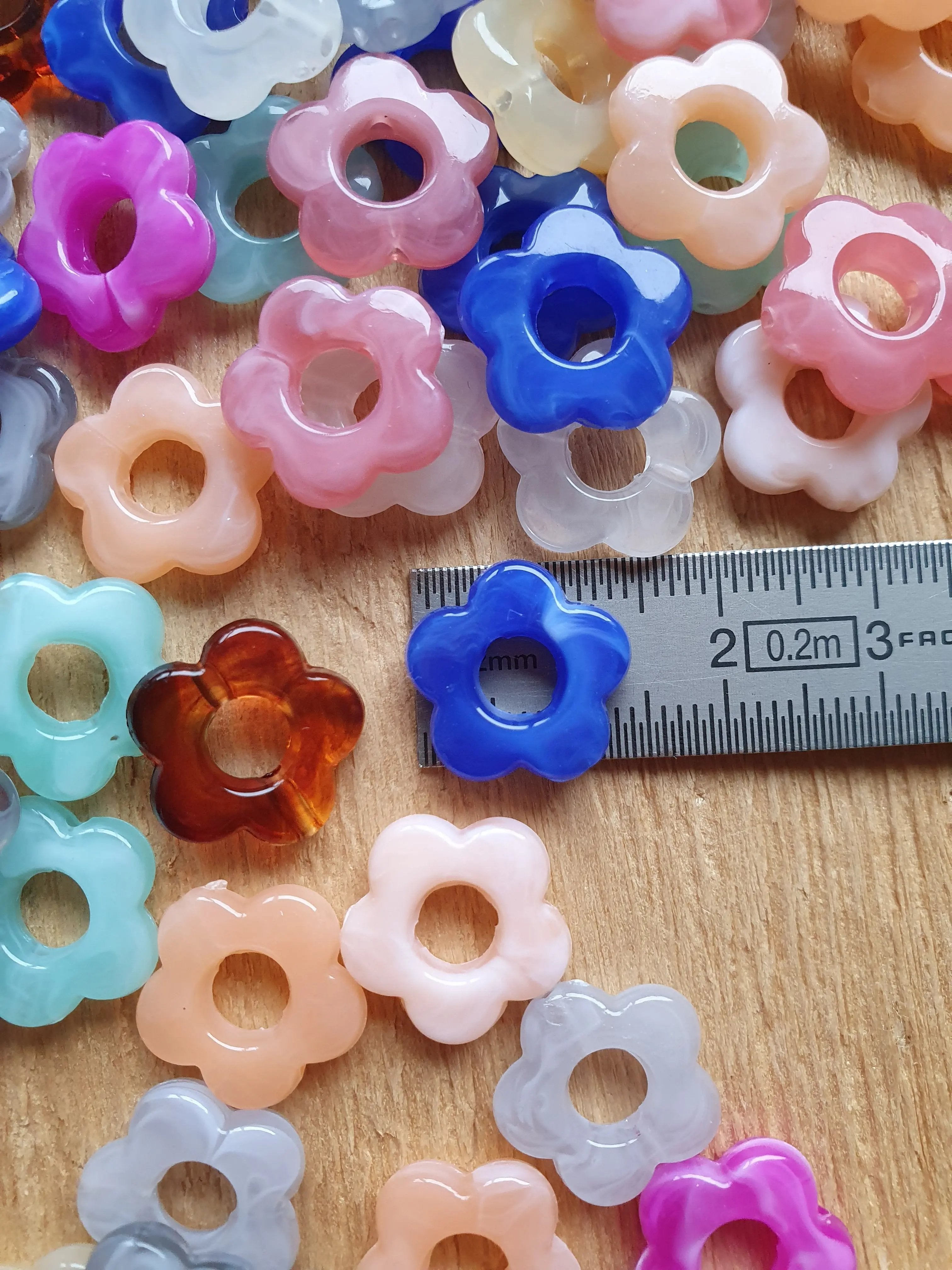 Paire de pampilles fleurs marbrées interchangeables pour boucles d'oreilles créoles Micomidy Bijoux