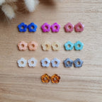 Paire de pampilles fleurs marbrées interchangeables pour boucles d'oreilles créoles Micomidy Bijoux