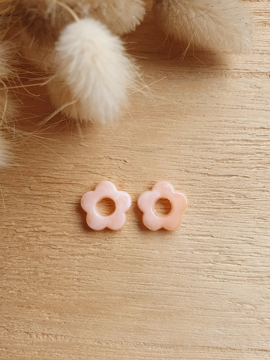 Paire de pampilles fleurs marbrées interchangeables pour boucles d'oreilles créoles Micomidy Bijoux