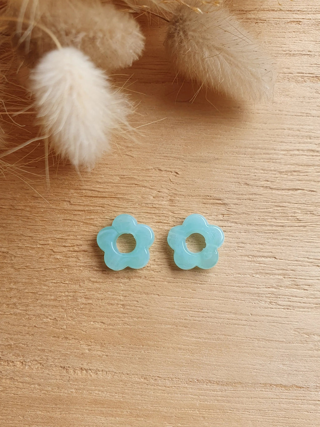 Paire de pampilles fleurs marbrées interchangeables pour boucles d'oreilles créoles Micomidy Bijoux