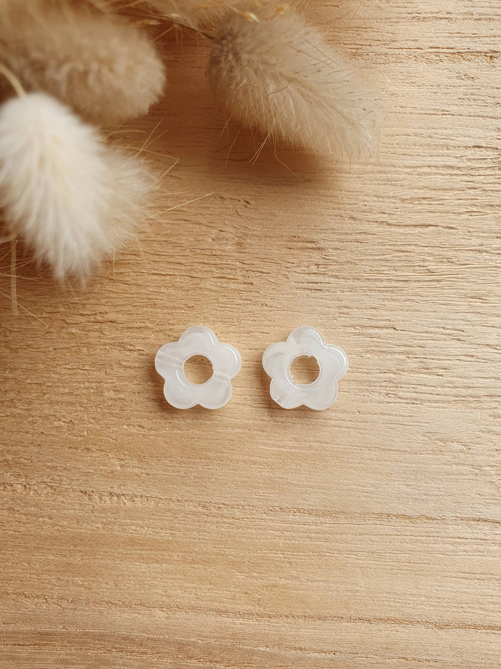 Paire de pampilles fleurs marbrées interchangeables pour boucles d'oreilles créoles Micomidy Bijoux