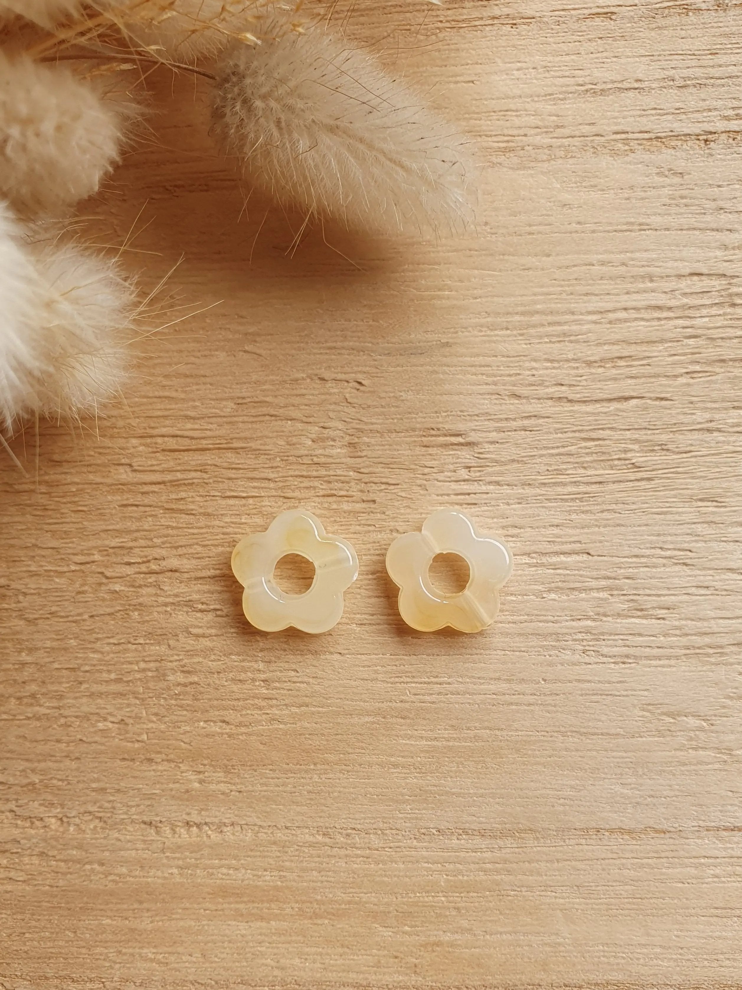Paire de pampilles fleurs marbrées interchangeables pour boucles d'oreilles créoles Micomidy Bijoux