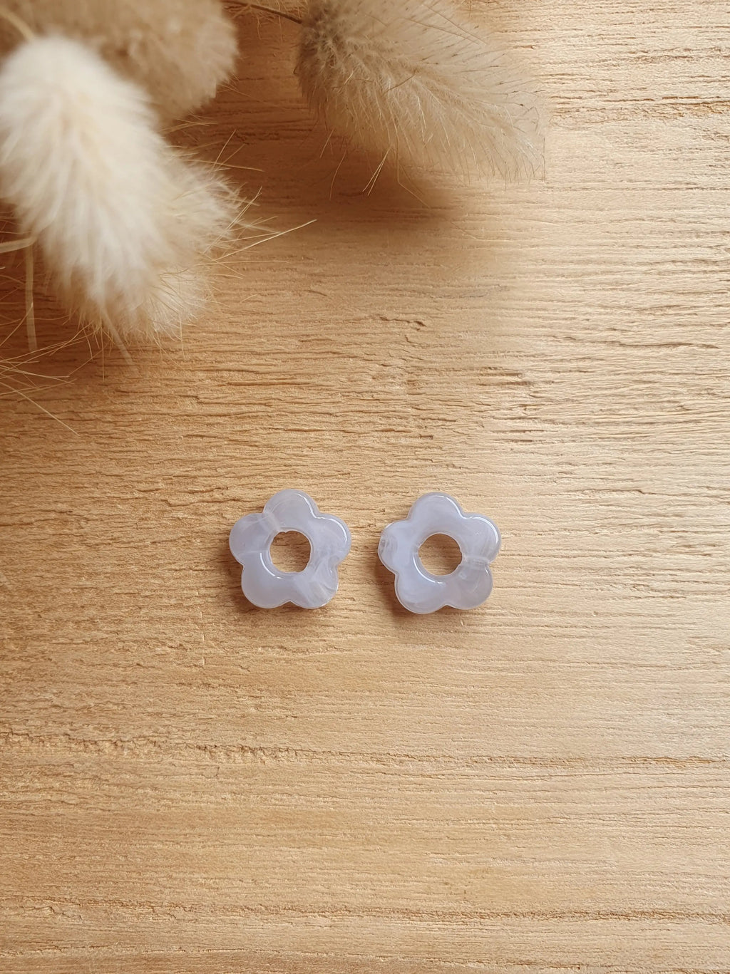Paire de pampilles fleurs marbrées interchangeables pour boucles d'oreilles créoles Micomidy Bijoux