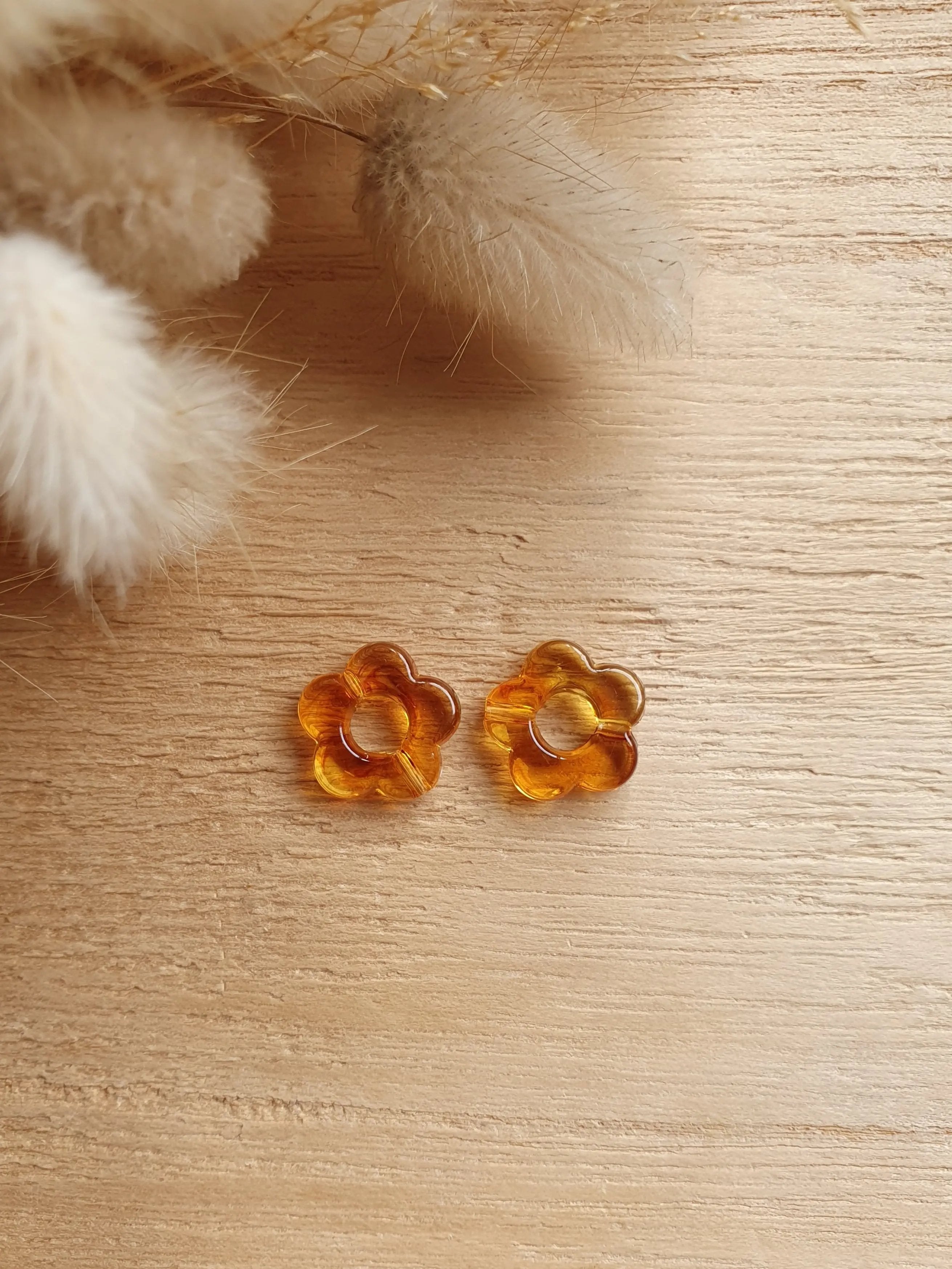 Paire de pampilles fleurs marbrées interchangeables pour boucles d'oreilles créoles Micomidy Bijoux