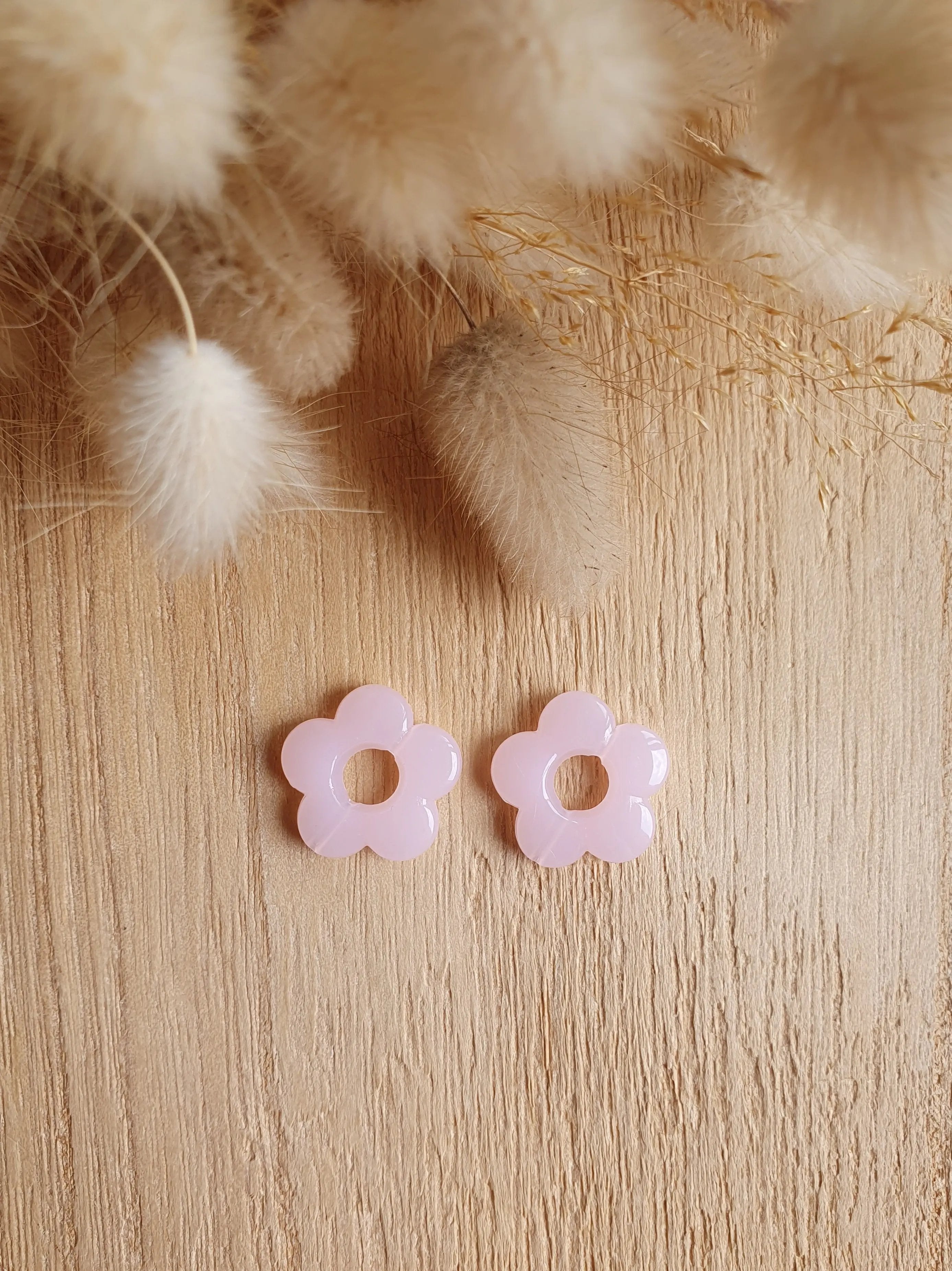Paire de pampilles fleurs translucides interchangeables pour boucles d'oreilles créoles Micomidy Bijoux