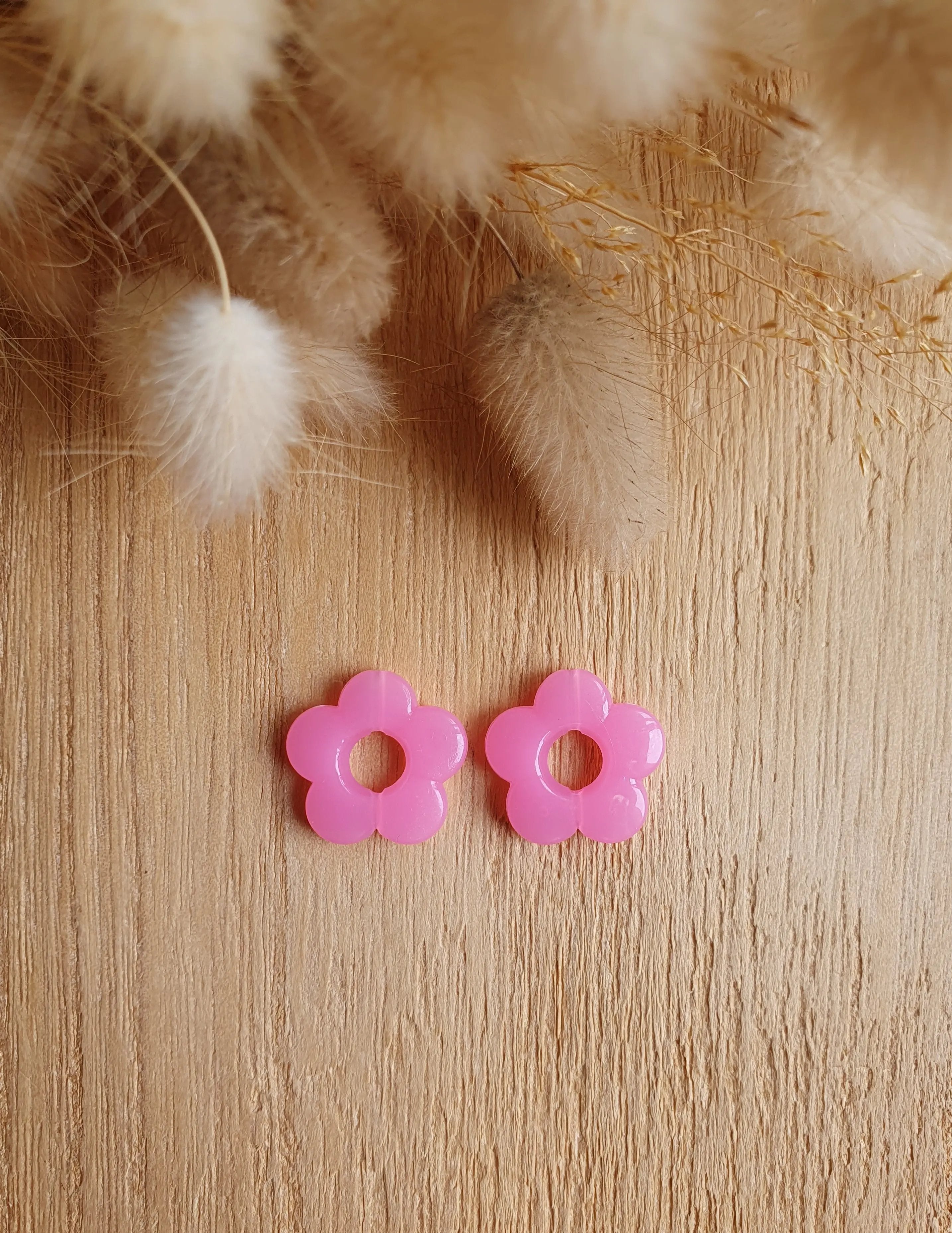 Paire de pampilles fleurs translucides interchangeables pour boucles d'oreilles créoles Micomidy Bijoux