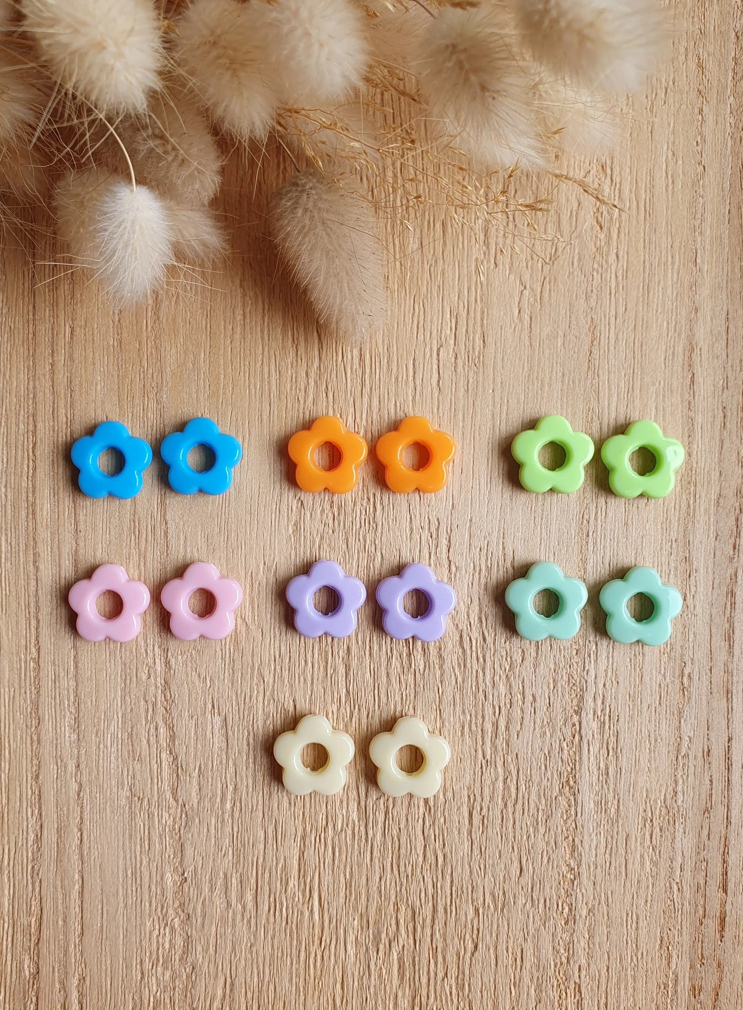 Paire de petites pampilles fleurs pastel interchangeables pour boucles d'oreilles créoles Micomidy Bijoux