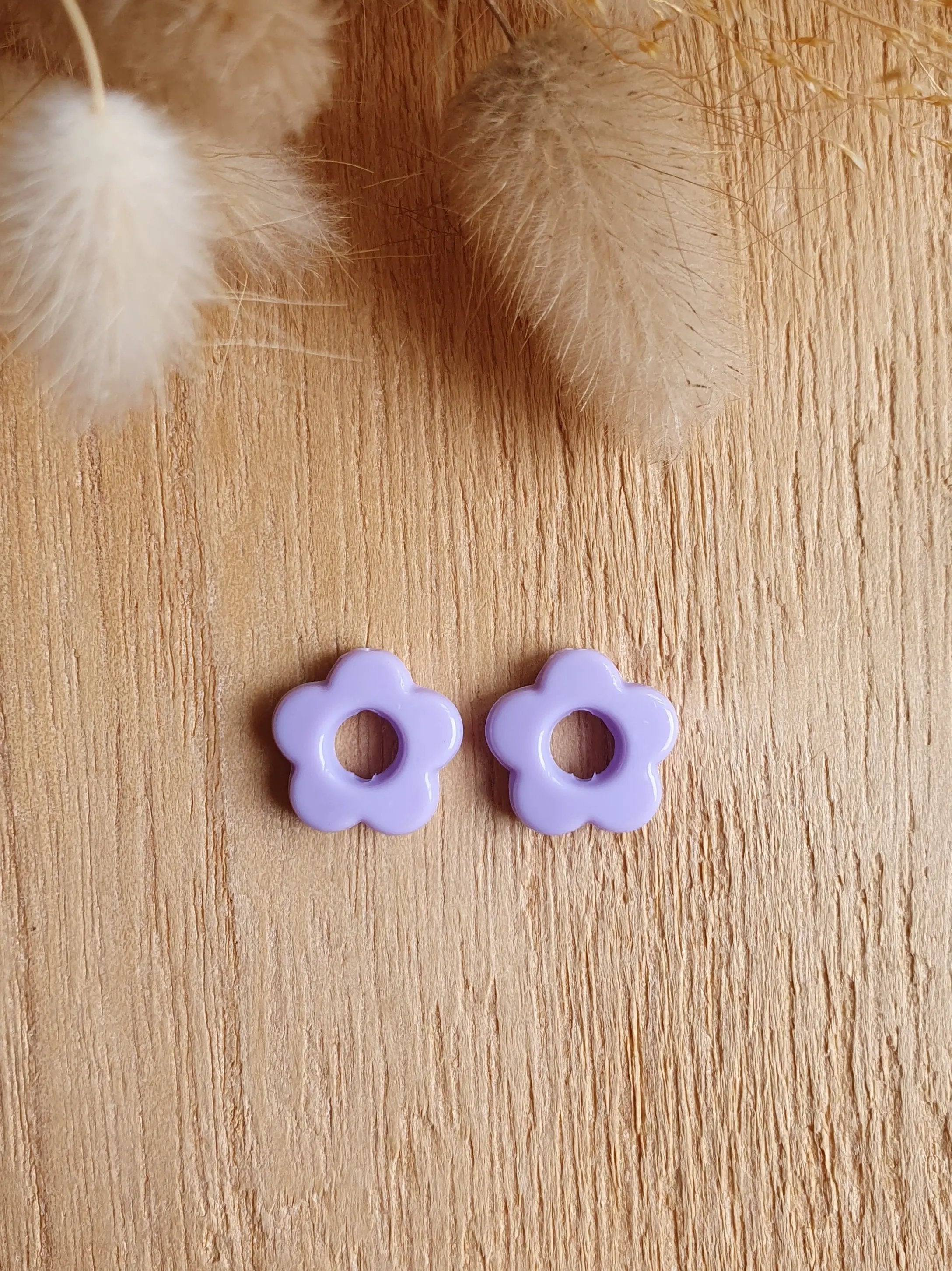 Paire de petites pampilles fleurs pastel interchangeables pour boucles d'oreilles créoles Micomidy Bijoux