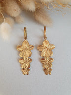 Boucles d'oreilles creoles trio de fleurs de cerisier en acier inoxydable or Micomidy Bijoux