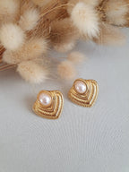 Boucles d'oreilles puces style baroque avec perles nacrées - Boucles d'oreilles en acier inoxydable doré Micomidy Bijoux
