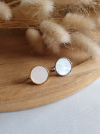 Bague Ginette - Bague ajustable en acier inoxydable or ou argent et cabochon en nacre Micomidy Bijoux