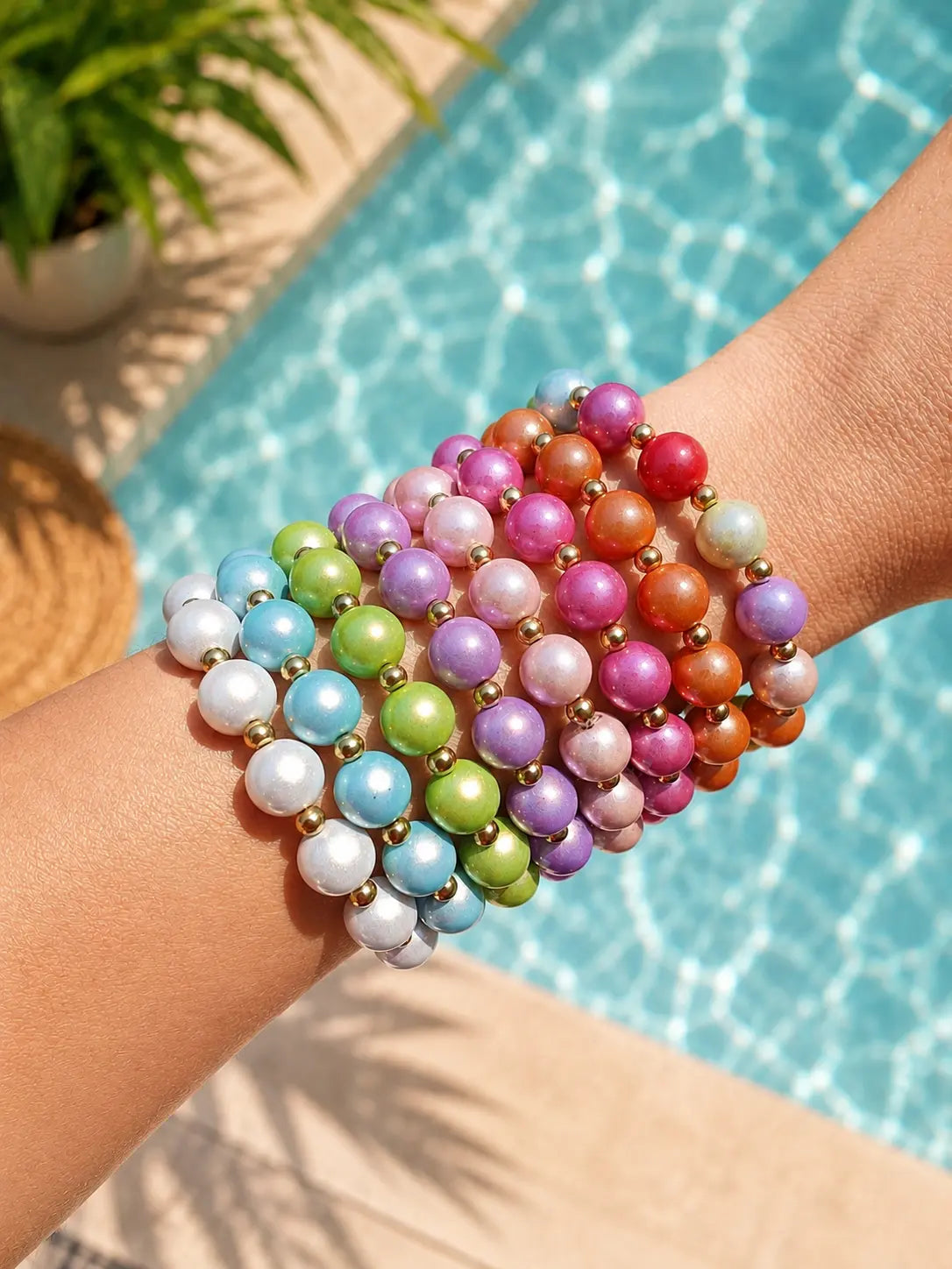 Bracelet Candy - bracelet élastique en perles colorées et acier inoxydable Micomidy Bijoux