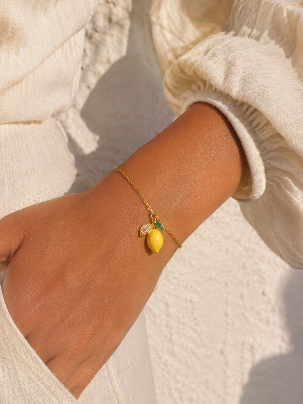 Bracelet Limoncello – Bracelet citron en acier inoxydable et strass Micomidy Bijoux