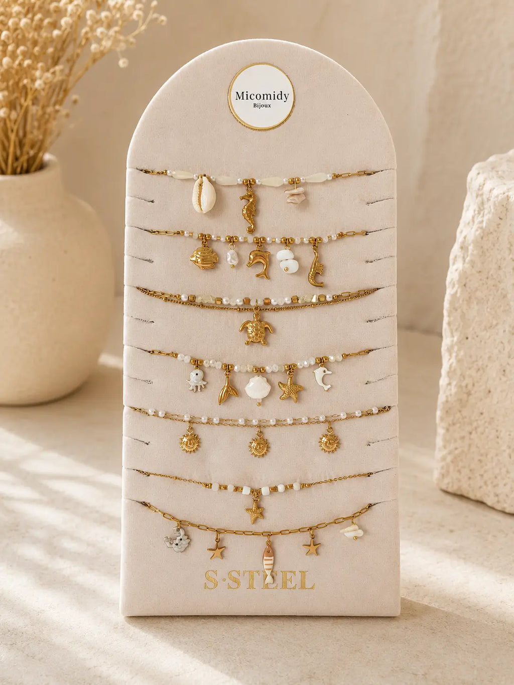 Chaîne de cheville charm marin en acier inoxydable or Micomidy Bijoux