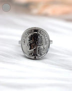 Bague pièce ajustable en acier inoxydable or ou argent Micomidy Bijoux