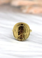 Bague pièce ajustable en acier inoxydable or ou argent Micomidy Bijoux