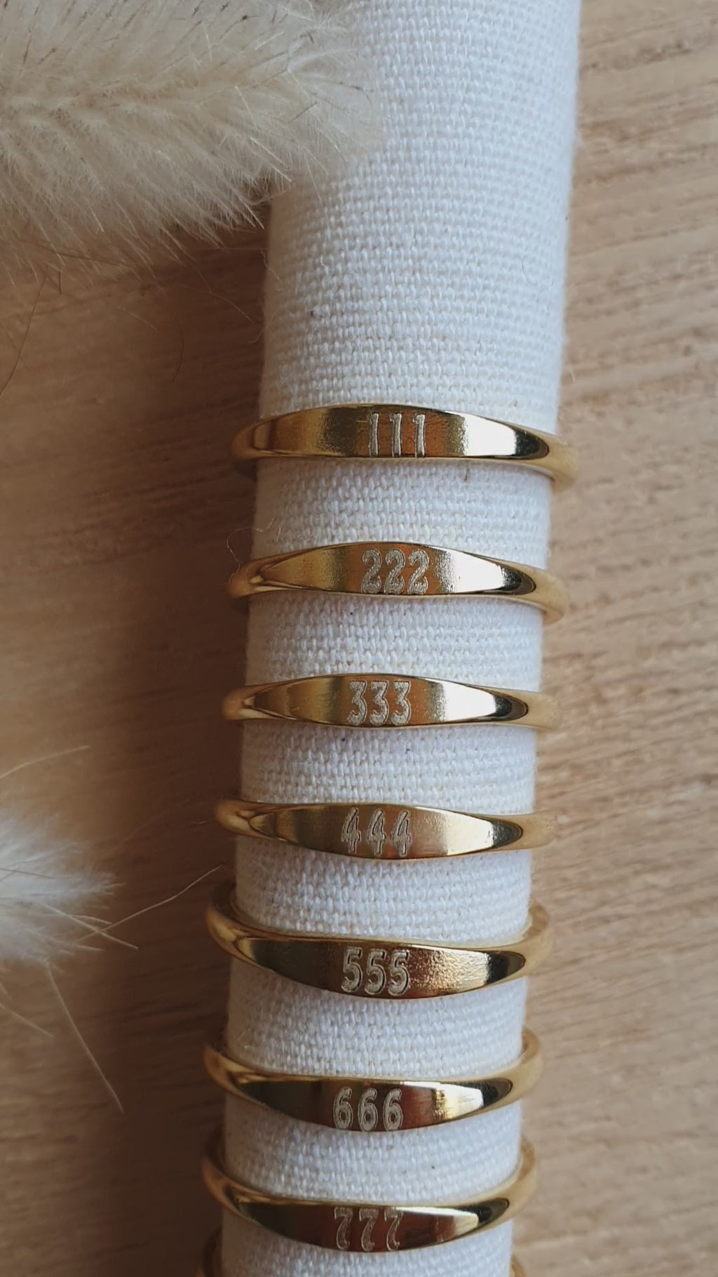 Bague nombre angélique en acier inoxydable doré - 111 à 999