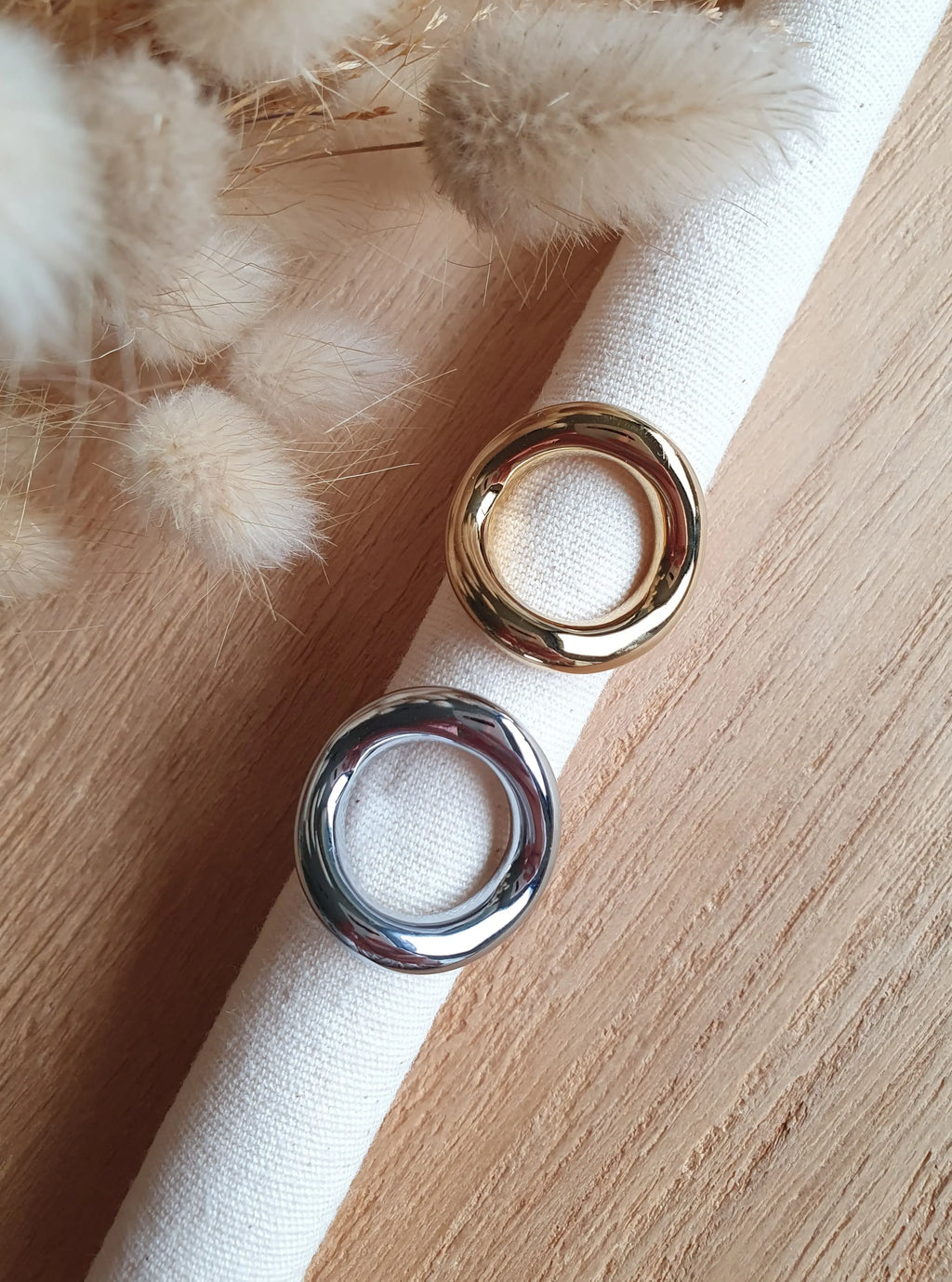 Bague Halo - Bague ajustable ronde en acier inoxydable or Micomidy Bijoux