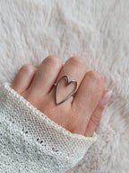 Bague coeur d'amour en acier inoxydable argent, minimaliste et élégante Micomidy Bijoux