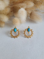 Boucles d'oreilles Graziella - Boucles d'oreilles gipsy bohème en acier inoxydable or et pierre turquoise Micomidy Bijoux